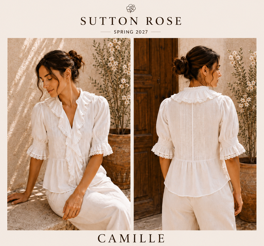 Sutton Rose Camille Ruffle-Trim Button Blouse