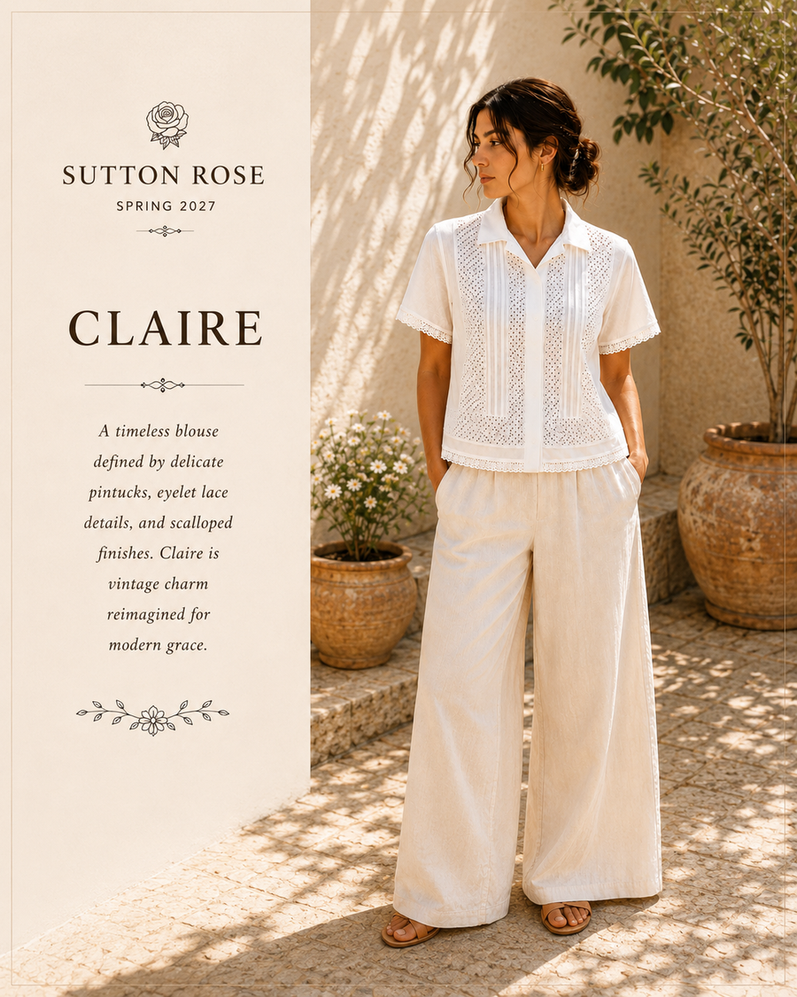 Sutton Rose Claire Collared Eyelet Lace Blouse