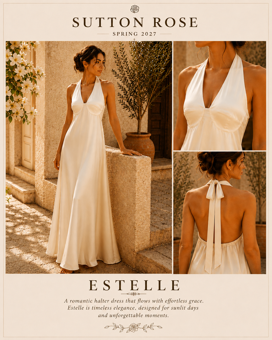 Sutton Rose Estelle Halter Silk Evening Dress