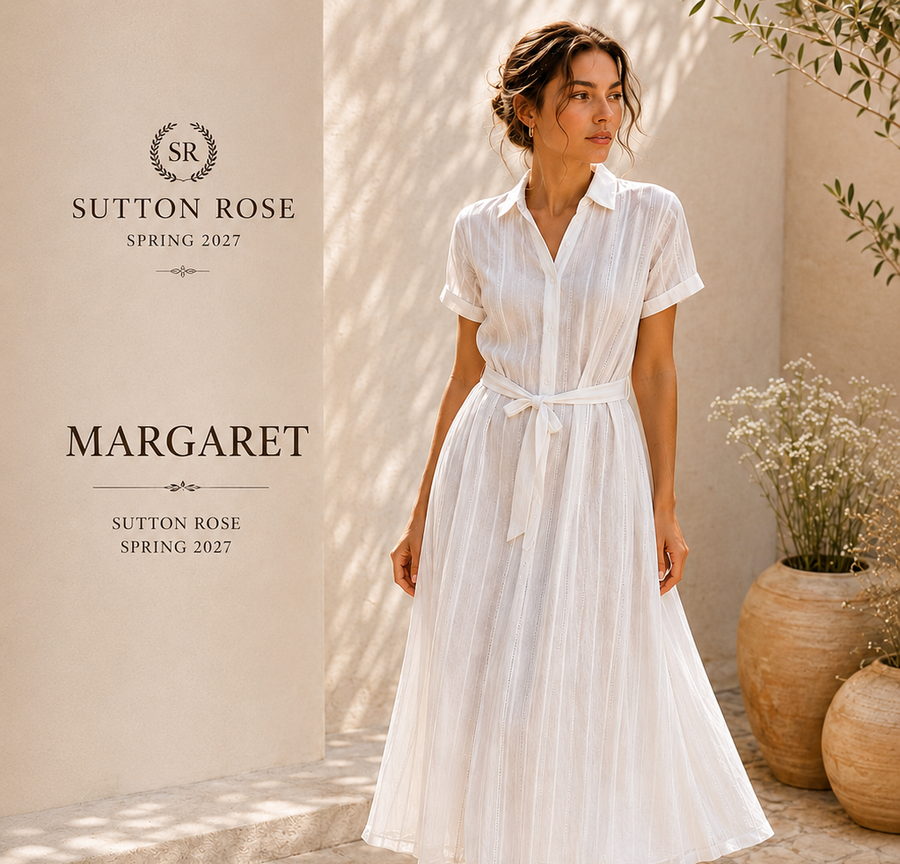 Sutton Rose Margaret Belted Cotton Midi Shirt Dress