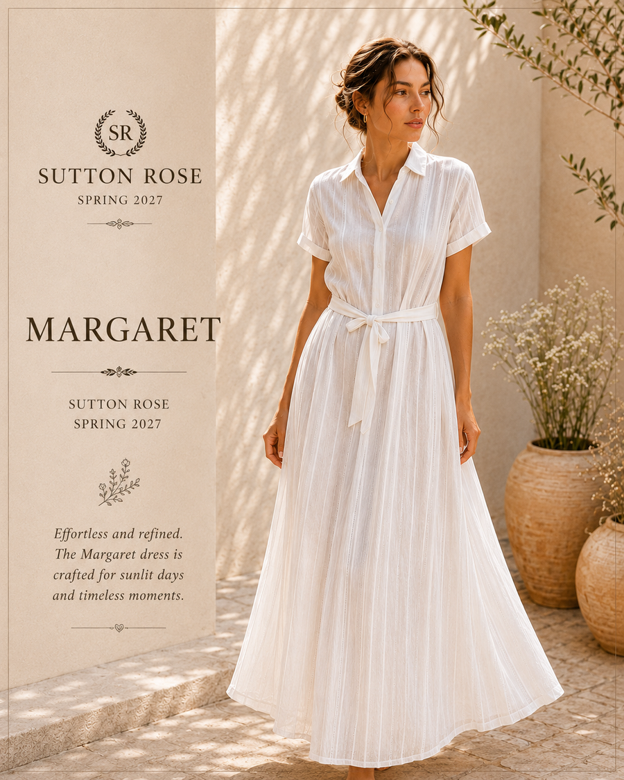 Sutton Rose Margaret Belted Cotton Midi Shirt Dress