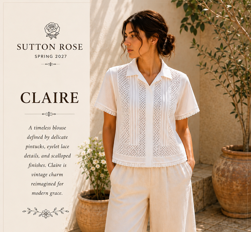 Sutton Rose Claire Collared Eyelet Lace Blouse