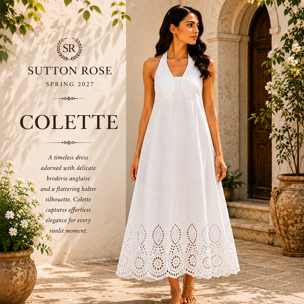 Sutton Rose Colette Halter Eyelet Maxi Dress