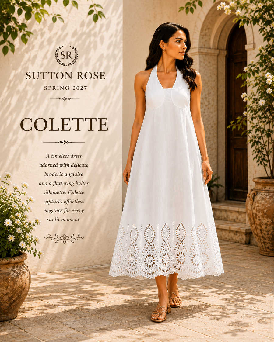 Sutton Rose Colette Halter Eyelet Maxi Dress