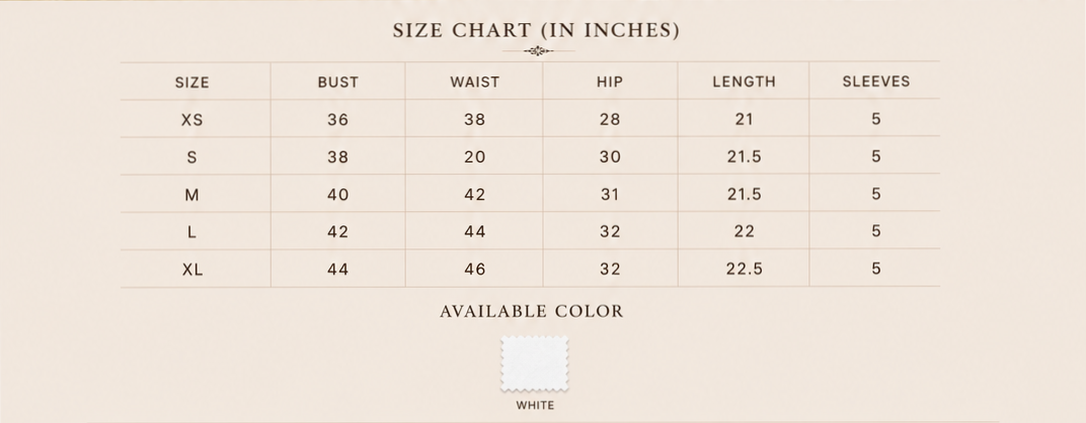 Sutton Rose Daisy size chart and available colors