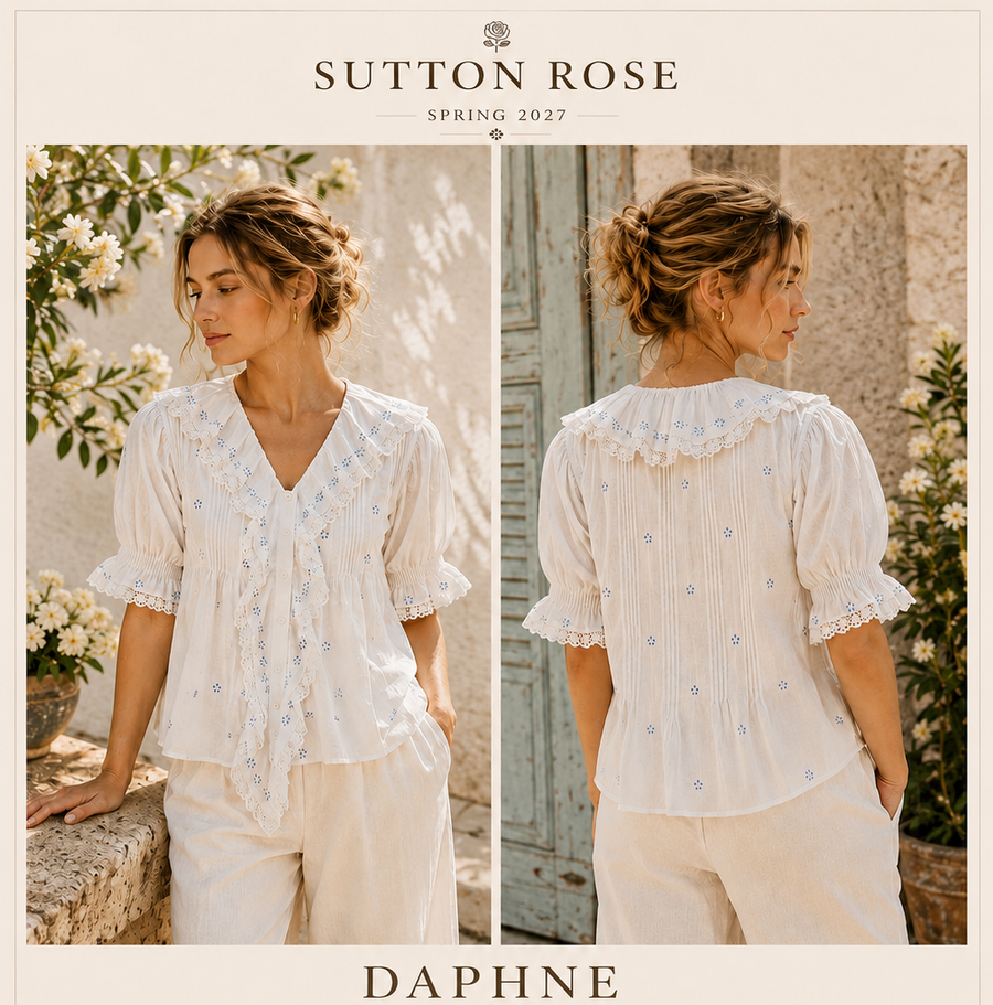 Sutton Rose Daphne Embroidered Ruffle Blouse