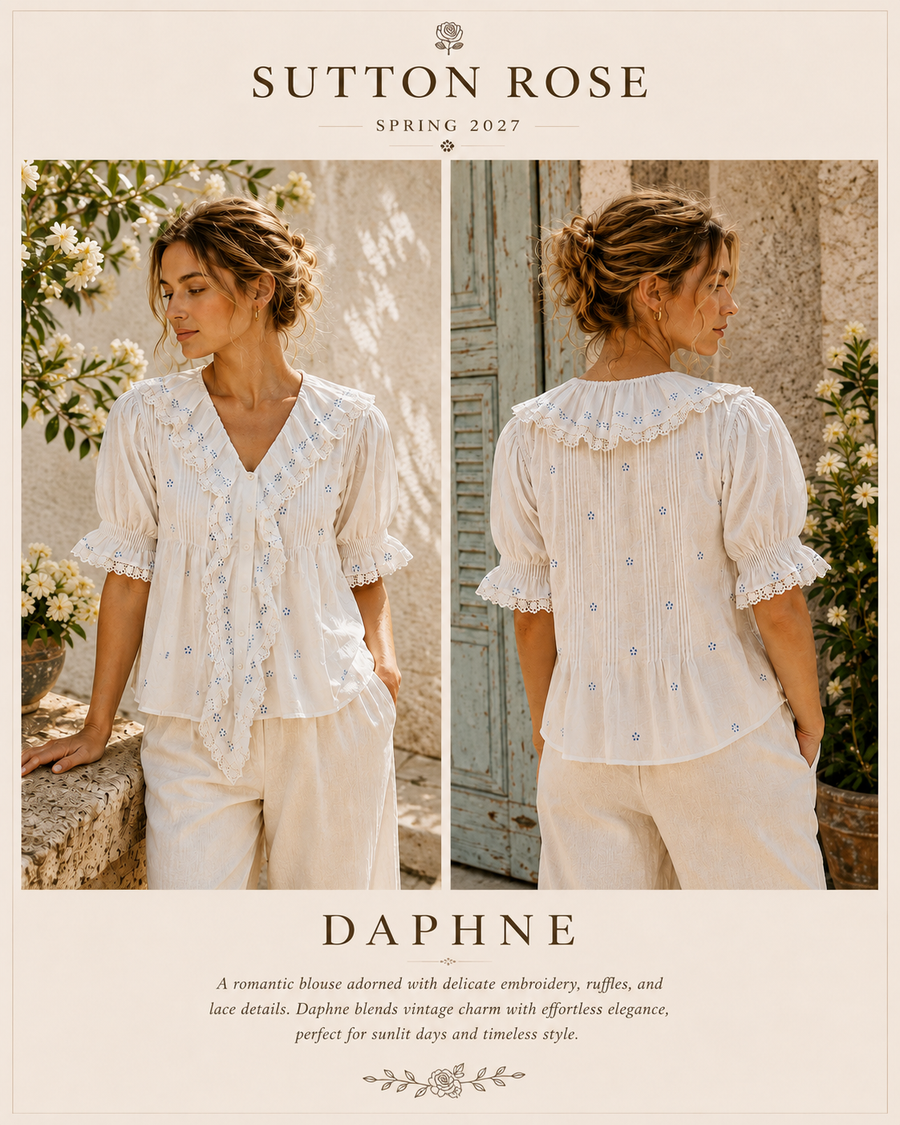 Sutton Rose Daphne Embroidered Ruffle Blouse