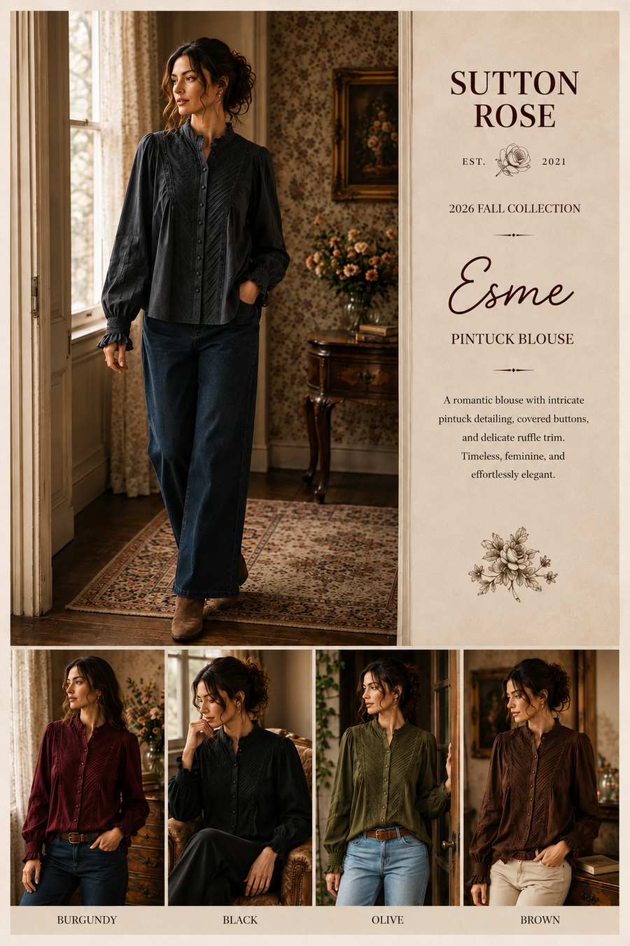 Sutton Rose Esme Pintuck Blouse