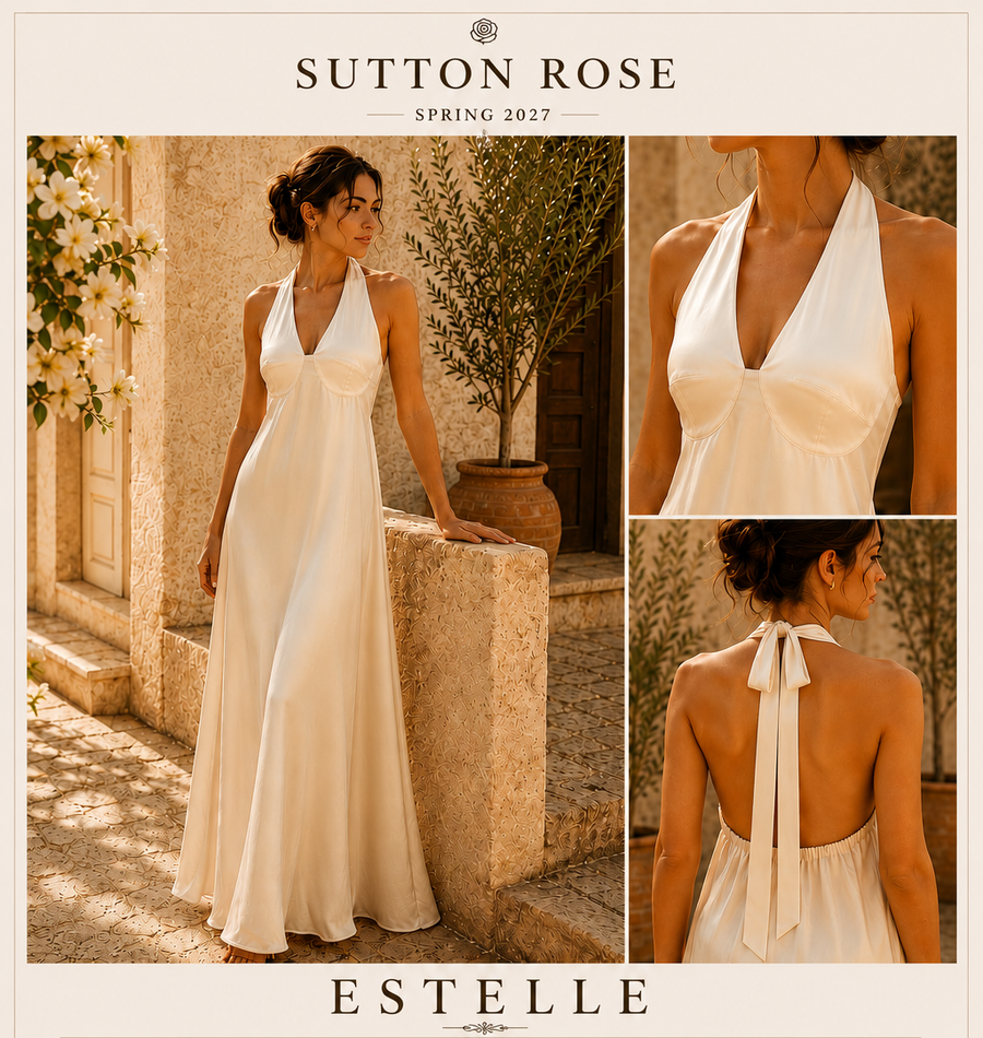 Sutton Rose Estelle Halter Silk Evening Dress
