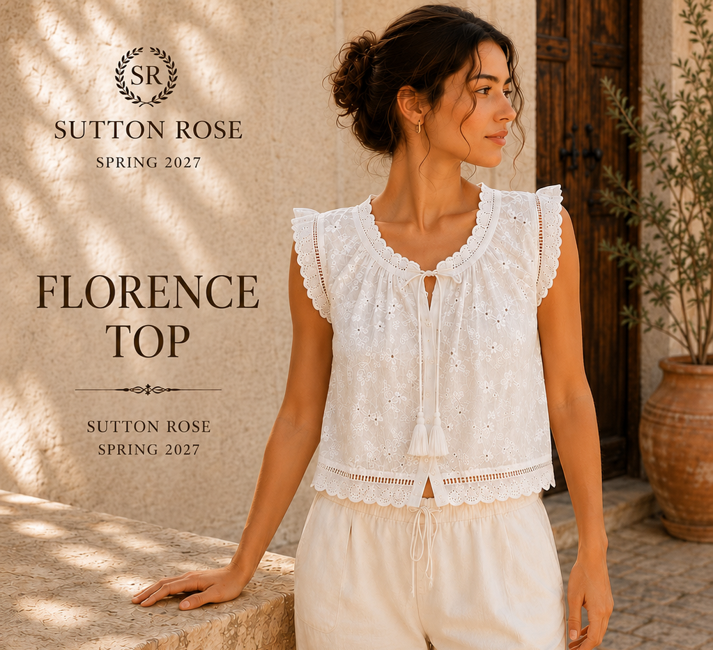 Sutton Rose Florence Ruffle Shoulder Cotton Top