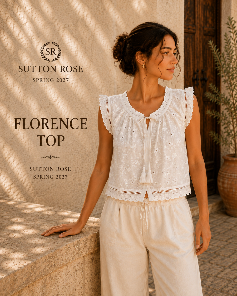 Sutton Rose Florence Ruffle Shoulder Cotton Top