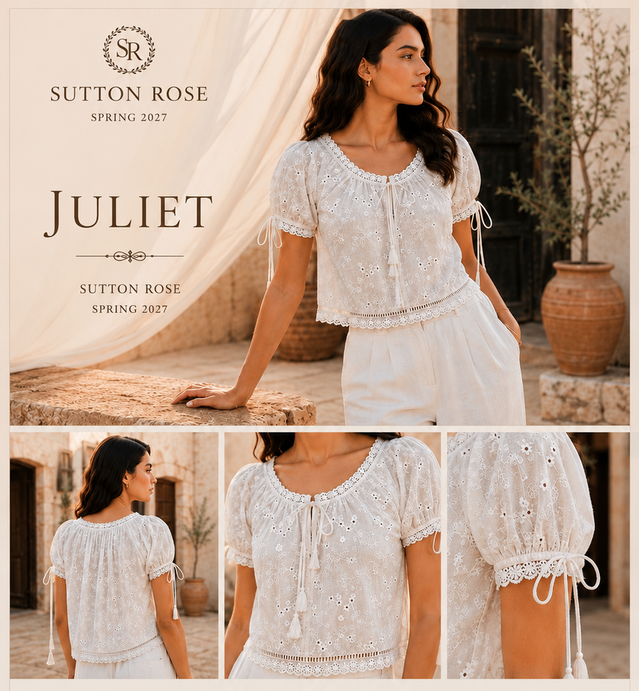 Sutton Rose Juliet Eyelet Tie-Sleeve Blouse