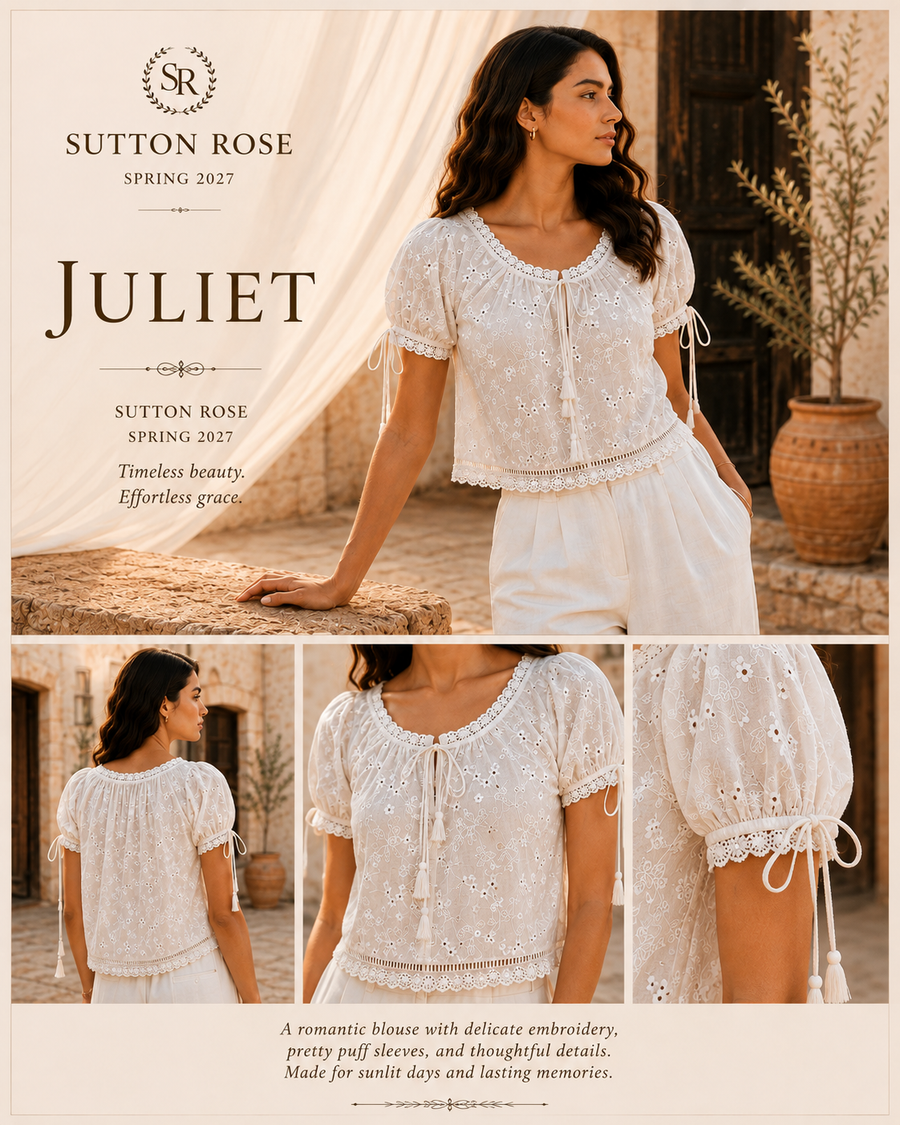 Sutton Rose Juliet Eyelet Tie-Sleeve Blouse