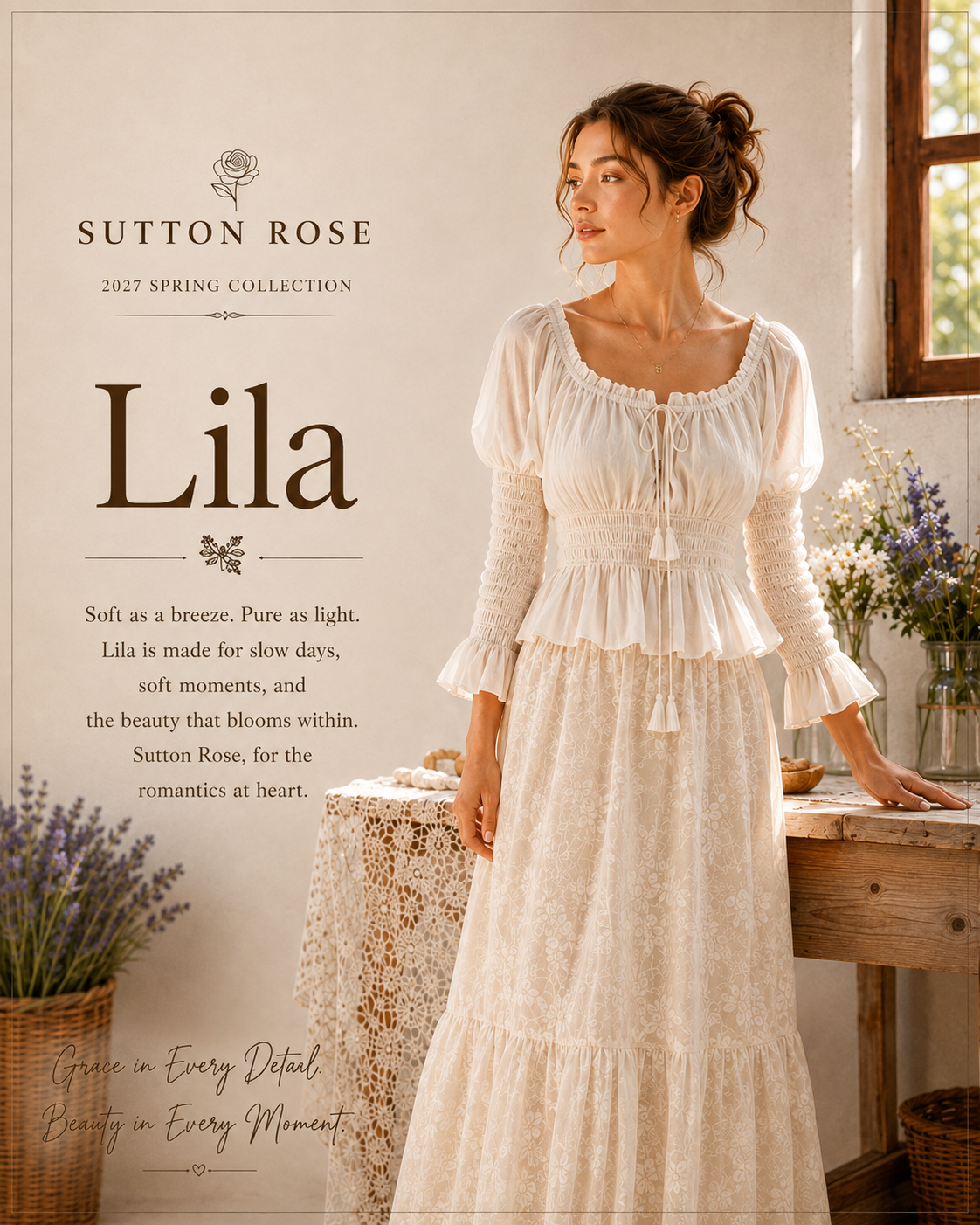 Sutton Rose Lila Smocked Peplum Blouse