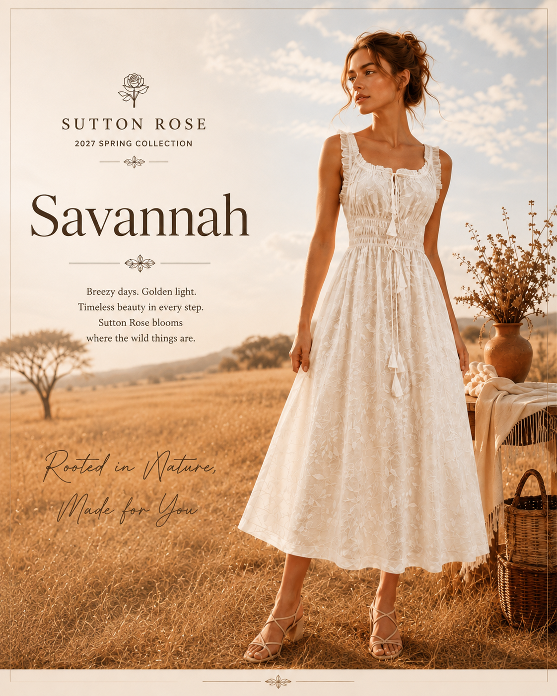 Sutton Rose Savannah Eyelet Lace Midi Dress