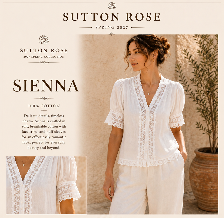 Sutton Rose Sienna Cotton V-Neck Lace Blouse