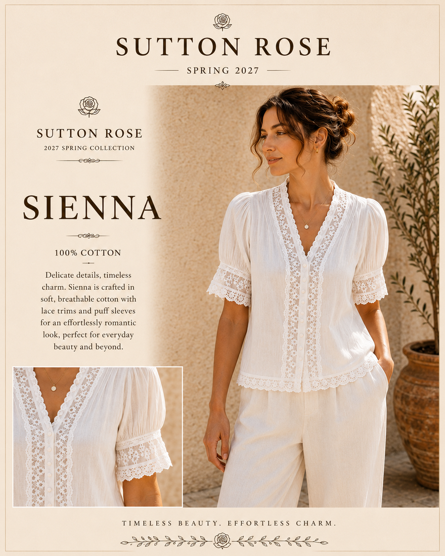 Sutton Rose Sienna Cotton V-Neck Lace Blouse
