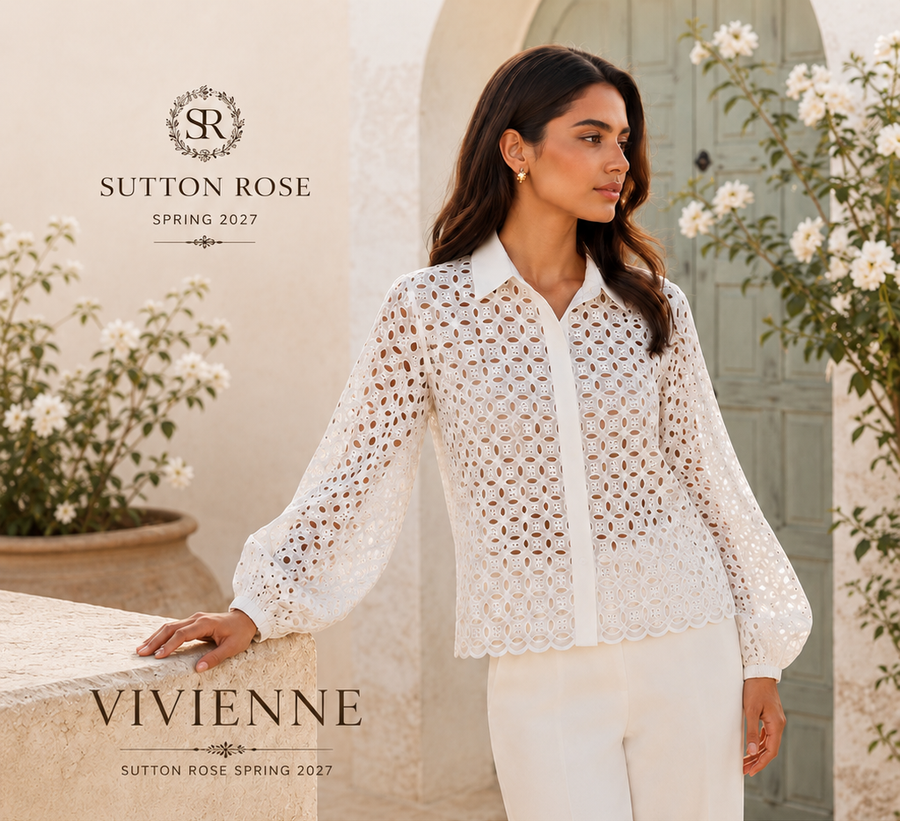 Sutton Rose Vivienne Crochet Lace Balloon Sleeve Blouse